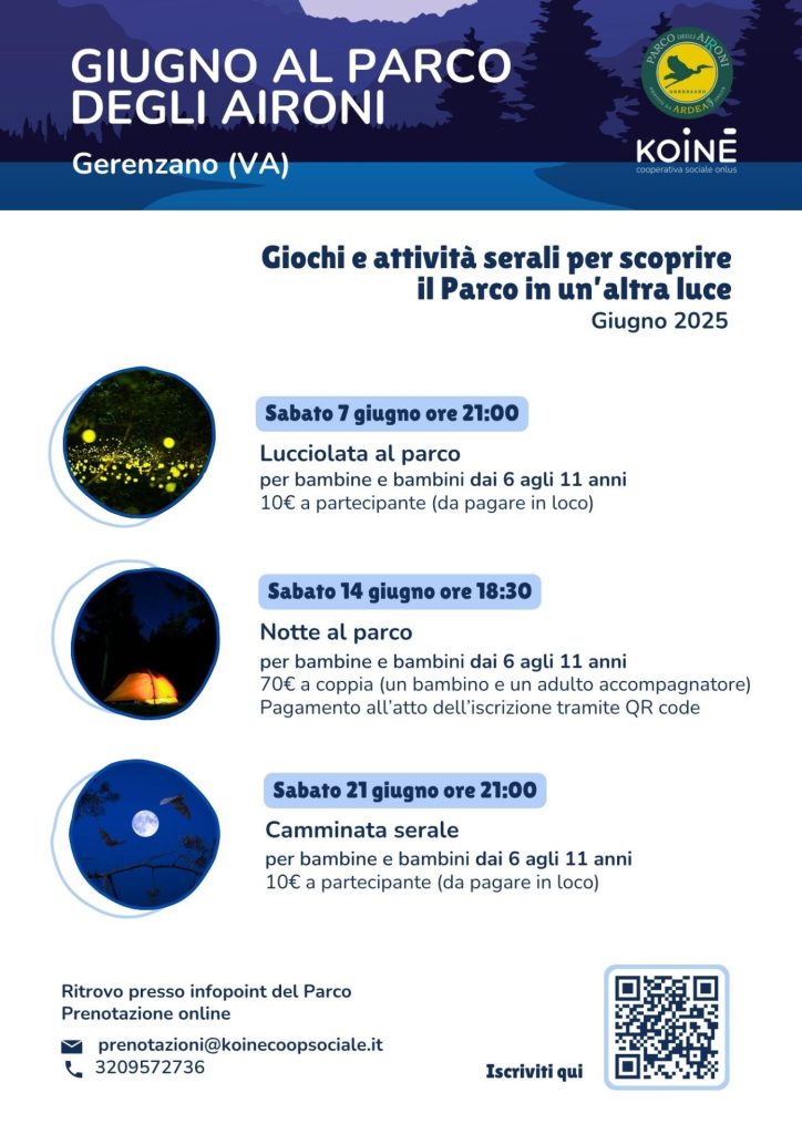 serate giugno parco aironi