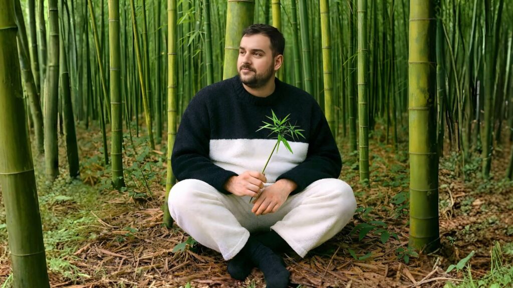 uomo vestito da panda