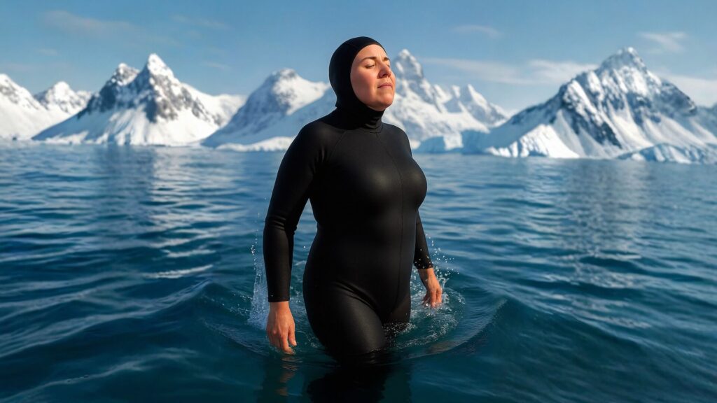 donna che sembra una orca in acqua
